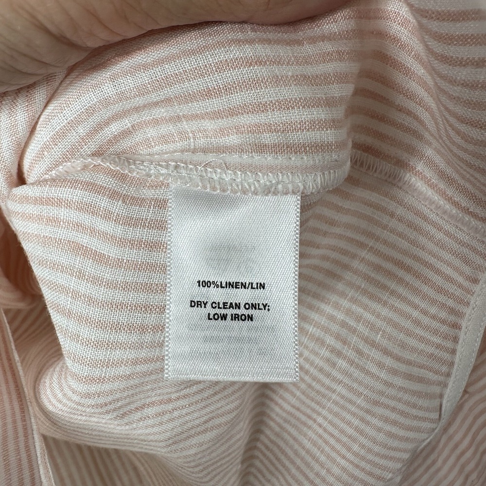 Lafayette 148 Womens Linen Blush Pin Stripe Long Sleeve Button Up Top Blouse 2P - Picture 5 of 10